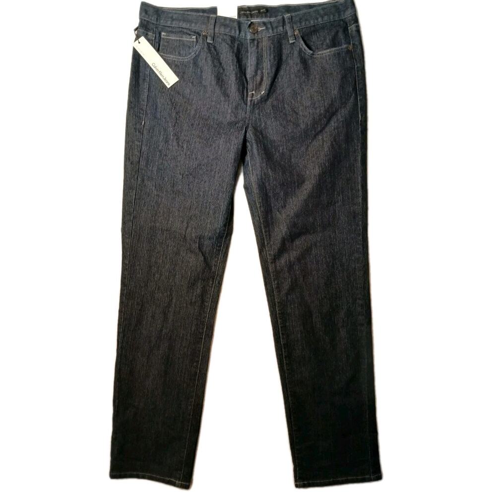 NEW Calvin Klein Jeans Women's‎ Sz 33 16 XL Dark Blue Denim Skinny Embroidered